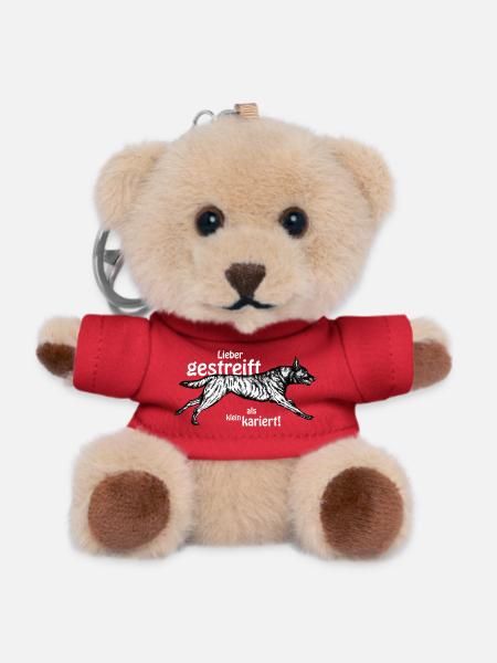 lieber gestreift als kleinkariert - weiß - Teddy Schlüsselanhänger - Rot