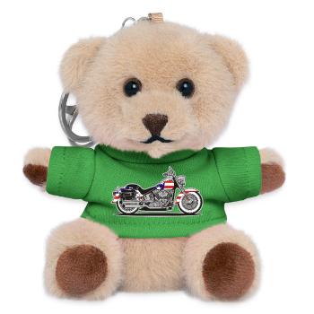 Moto Patriot américaine avec drapeau - Porte-clés ourson - vert - Devant