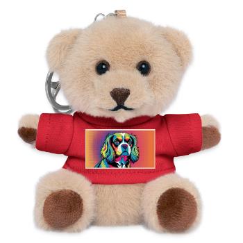 Chien cavalier king charles stylisé - Porte-clés ourson - rouge - Devant