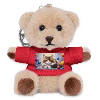 Cute cat wants to play Cuddly Tiger Kitten - Teddy Keyring - red - Front