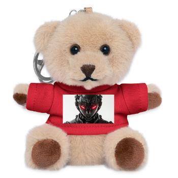 Futuristischer Roboter mit rot leuchtenden Augen - Teddy Schlüsselanhänger - Rot - Vorne
