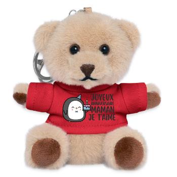 Pingouin Anniversaire Maman Je T'Aime - Porte-clés ourson - rouge - Devant