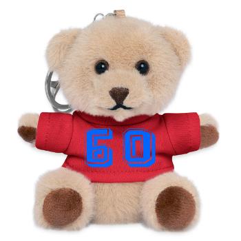 60. 60 ANS. 60e ANNIVERSAIRE. ANNIVERSAIRE 60 ANS. - Porte-clés ourson - rouge - Devant