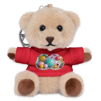 Bunte 3D-Polka-Dot Kunstwelt - Teddy Schlüsselanhänger - Rot - Vorne