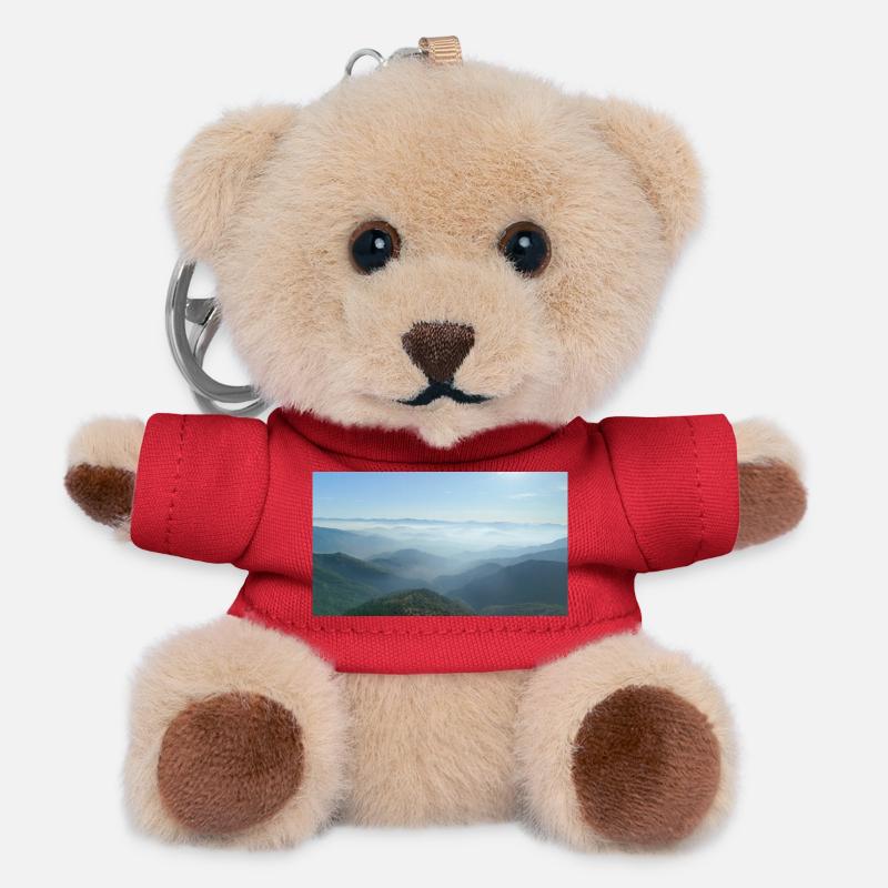 Foggy mountain ranges morning mist - Teddy Keyring - red