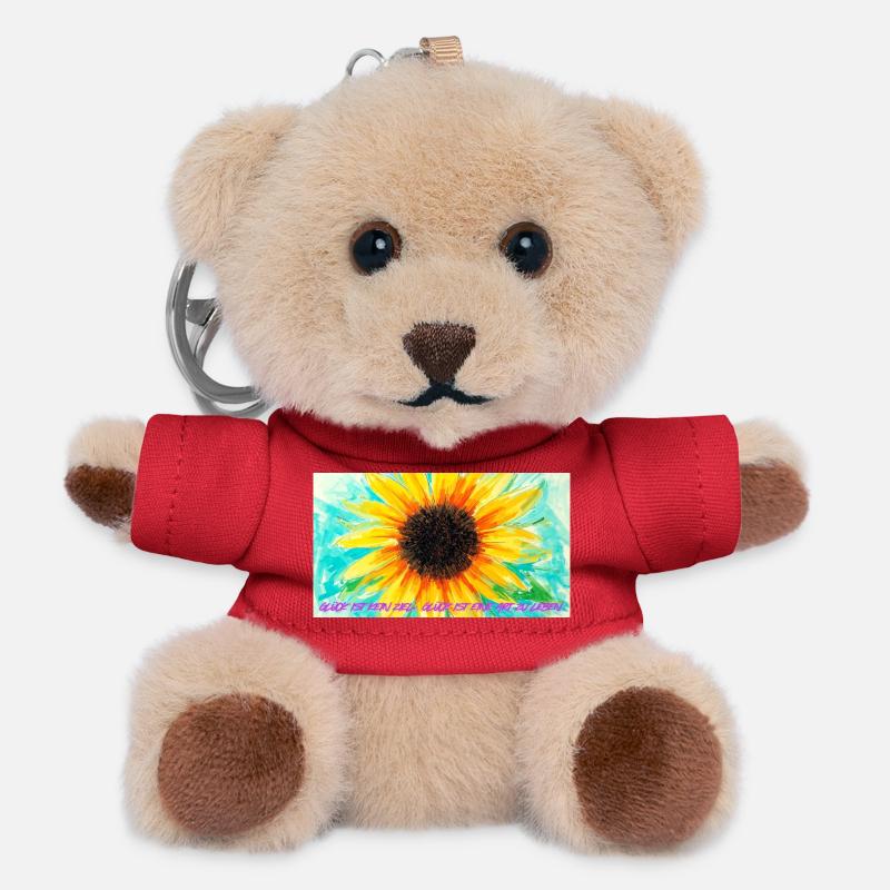 Sonnenblume Farbrausch Kunst - Teddy Schlüsselanhänger - Rot
