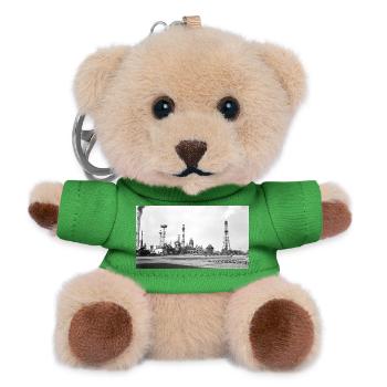 Industrielle Dampflandschaft Retro - Teddy Schlüsselanhänger - Grün - Vorne