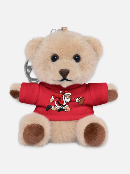 Santa Claus Rugby - Teddy Keyring - red