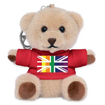 Rainbow Union Jack Pride - UK Flag LGBTQ+ Design - Teddy Keyring - red - Front