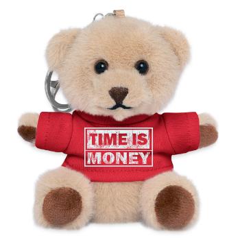 Zeit ist Geld – Grunge-Textbanner - Teddy Schlüsselanhänger - Rot - Vorne