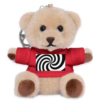 Hypnotische Schwarz-Weiß-Haarfeder - Teddy Schlüsselanhänger - Rot - Vorne