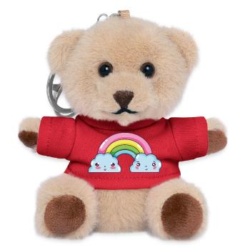 Pastell Regenbogenwolken Charm - Teddy Schlüsselanhänger - Rot - Vorne