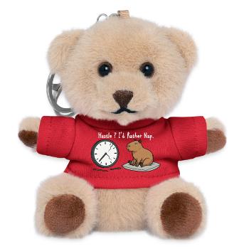 Capybara Nickerchen Humor Zerbrochene Uhr Weiß - Teddy Schlüsselanhänger - Rot - Vorne