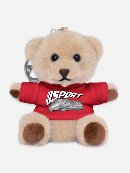 Shiny sports car print - Teddy Keyring - red