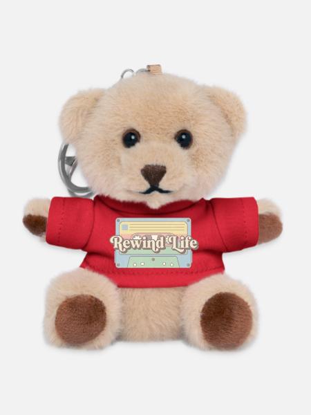 Rewind Life Retro Cassette - Teddy Keyring - red