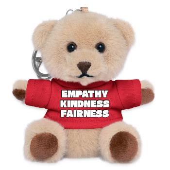Empathy Kindness Fairness Bold Typography - Teddy Keyring - red - Front
