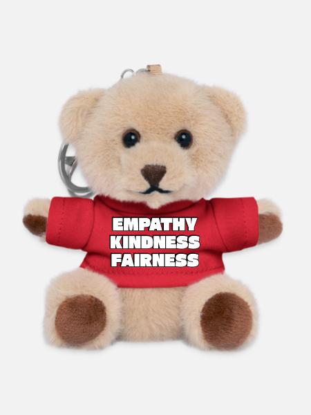 Empathy Kindness Fairness Bold Typography - Teddy Keyring - red