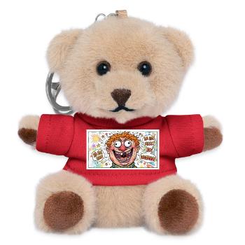 Kunterbuntes Cartoongesicht - Teddy Schlüsselanhänger - Rot - Vorne