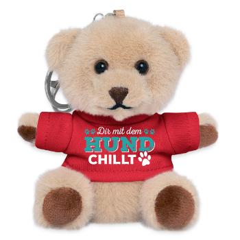 Der Mit Dem Hund Chillt Hundebesitzer Herrchen - Teddy Schlüsselanhänger - Rot - Vorne