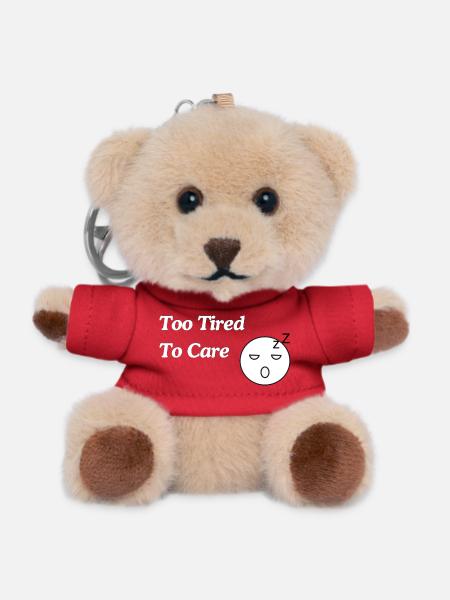 Too Tired To Care - Teddy Keyring - red