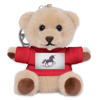 Glitzerndes Einhorn-Mosaik - Teddy Schlüsselanhänger - Rot - Vorne