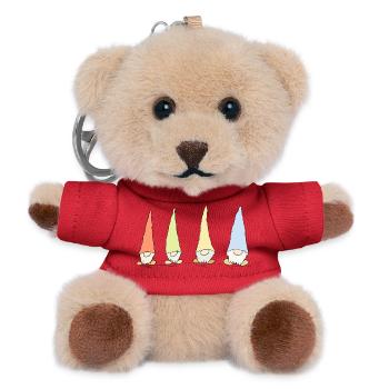 Vier bunte Wichtel Wichtelfamilie Gartenzwerge - Teddy Schlüsselanhänger - Rot - Vorne