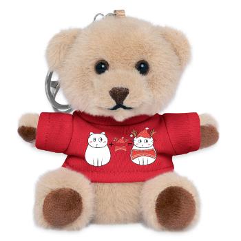 Weihnachten Katze - Teddy Schlüsselanhänger - Rot - Vorne