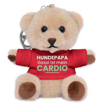 Hundepapa Shirt Gassi ist mein Cardio Lustig - Teddy Schlüsselanhänger - Rot - Vorne