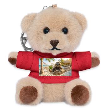 Trägheit nimmt die Happy Hour schön und langsam - Teddy Schlüsselanhänger - Rot - Vorne