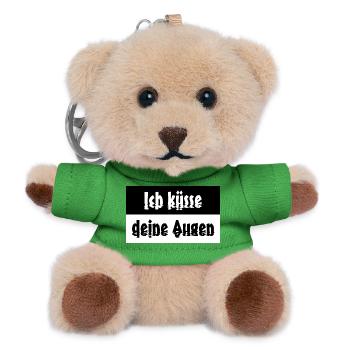 Ich küsse deine Augen Spruch - Teddy Schlüsselanhänger - Grün - Vorne