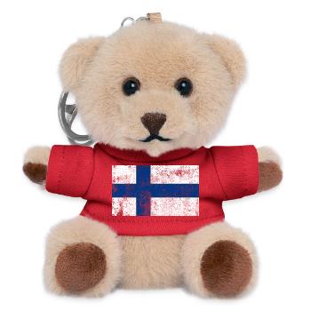 Drapeau de la Finlande Drapeau Grunge Retro Vintage - Porte-clés ourson - rouge - Devant