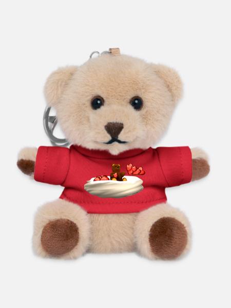 L’ours vole sur un nuage avec des cœurs - Porte-clés ourson - rouge