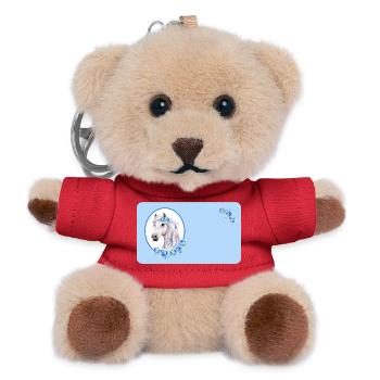 White Horse - Roses Light Blue | Customisable - Teddy Keyring - red - Front