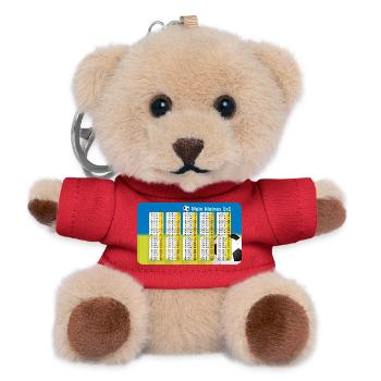 Soccer Small 1x1 - Blue Green | Customisable - Teddy Keyring - red - Front