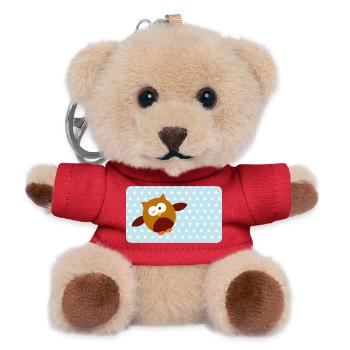 Funny Owl with Blue Asterisk | Customisable - Teddy Keyring - red - Front