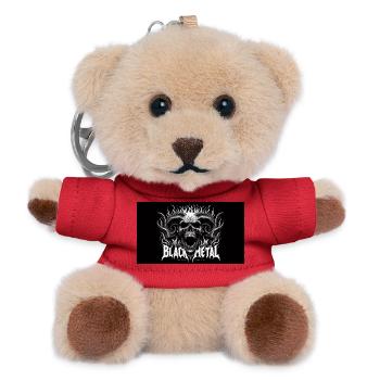 Skull Fire Black Metal Motif - Teddy Keyring - red - Front