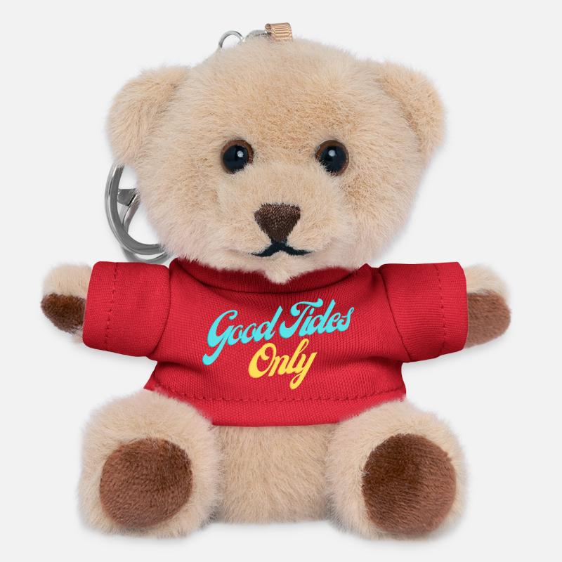 Good Tides Only Inspirational Lettering - Teddy Keyring - red