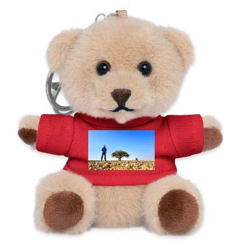 Einsamer Entdecker mit Baum und Fahrrad - Teddy Schlüsselanhänger - Rot - Vorne