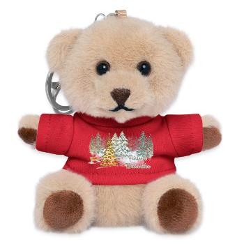 Peaceful Christmas in the winter forest in Advent - Teddy Keyring - red - Front