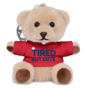 Baby Humor T-Shirt TIRED BUT CUTE | Minimalist - Teddy Keyring - red - Front