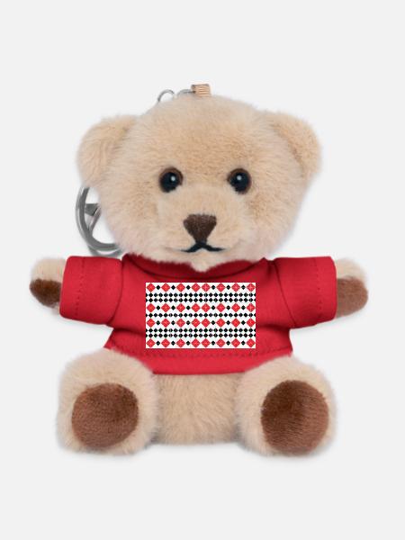 Geometric Red Diamond Stripes - Teddy Keyring - red