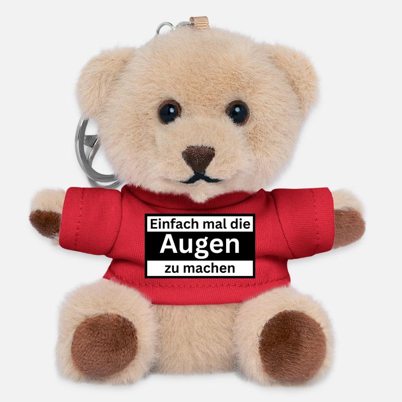 Einfach_mal_die_Augen_zu - Teddy Schlüsselanhänger - Rot