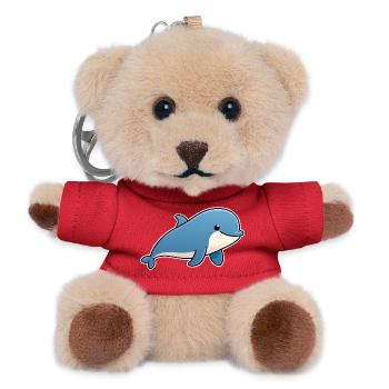 Blauer Delfin – freundlicher Meeresfreund - Teddy Schlüsselanhänger - Rot - Vorne