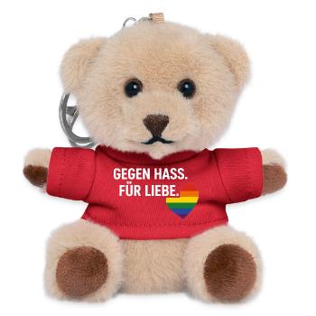 Pride Geschenk Gegen Hass Für Liebe Fans - Teddy Schlüsselanhänger - Rot - Vorne
