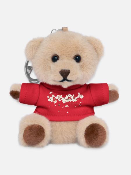 Cherry tree branch with white flowers illustration - Teddy Keyring - red