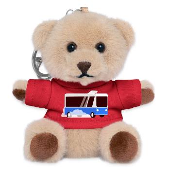 Blauer Bus-Cartoon - Teddy Schlüsselanhänger - Rot - Vorne