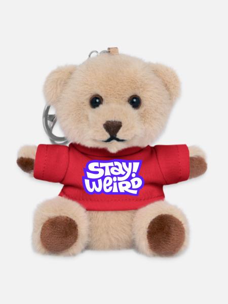 Stay Weird Comic Font Design - Teddy Keyring - red