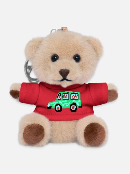 Pixel Car - Teddy Keyring - red