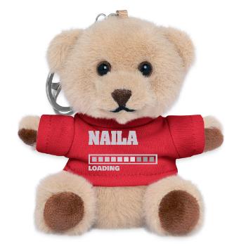 Naila als Geburt - Teddy Schlüsselanhänger - Rot - Vorne