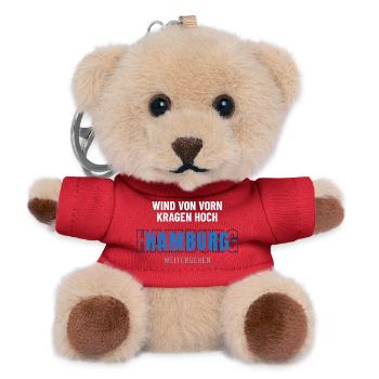 Hamburg Wind von vorn Kragen hoch weitergehen - Teddy Schlüsselanhänger - Rot - Vorne
